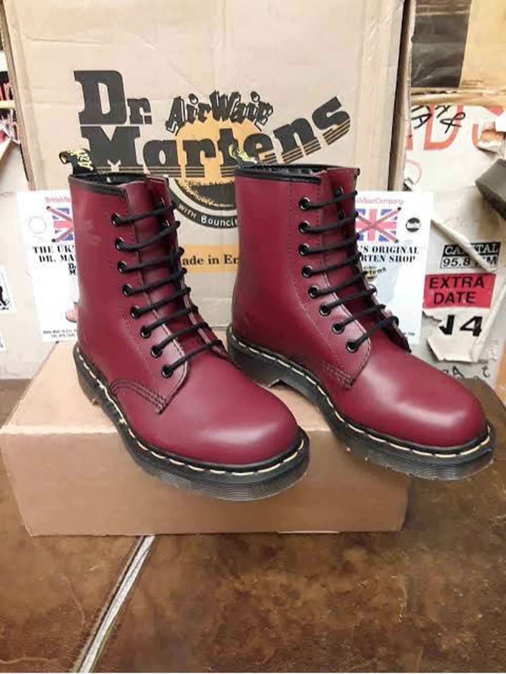 Dr. Martens 1490 Burgundy Leather 8-Eye Lace-Up Boots